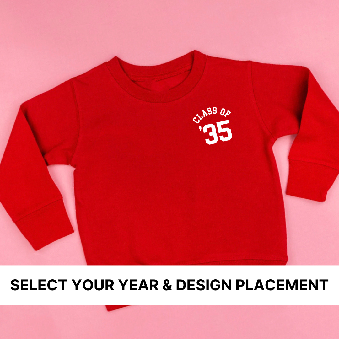 KIDS FLEECE PULLOVER WITH THEIR SELECTED CLASS YEAR PRINTED ON THE FRONT LEFT CHEST OR CENTER CHEST