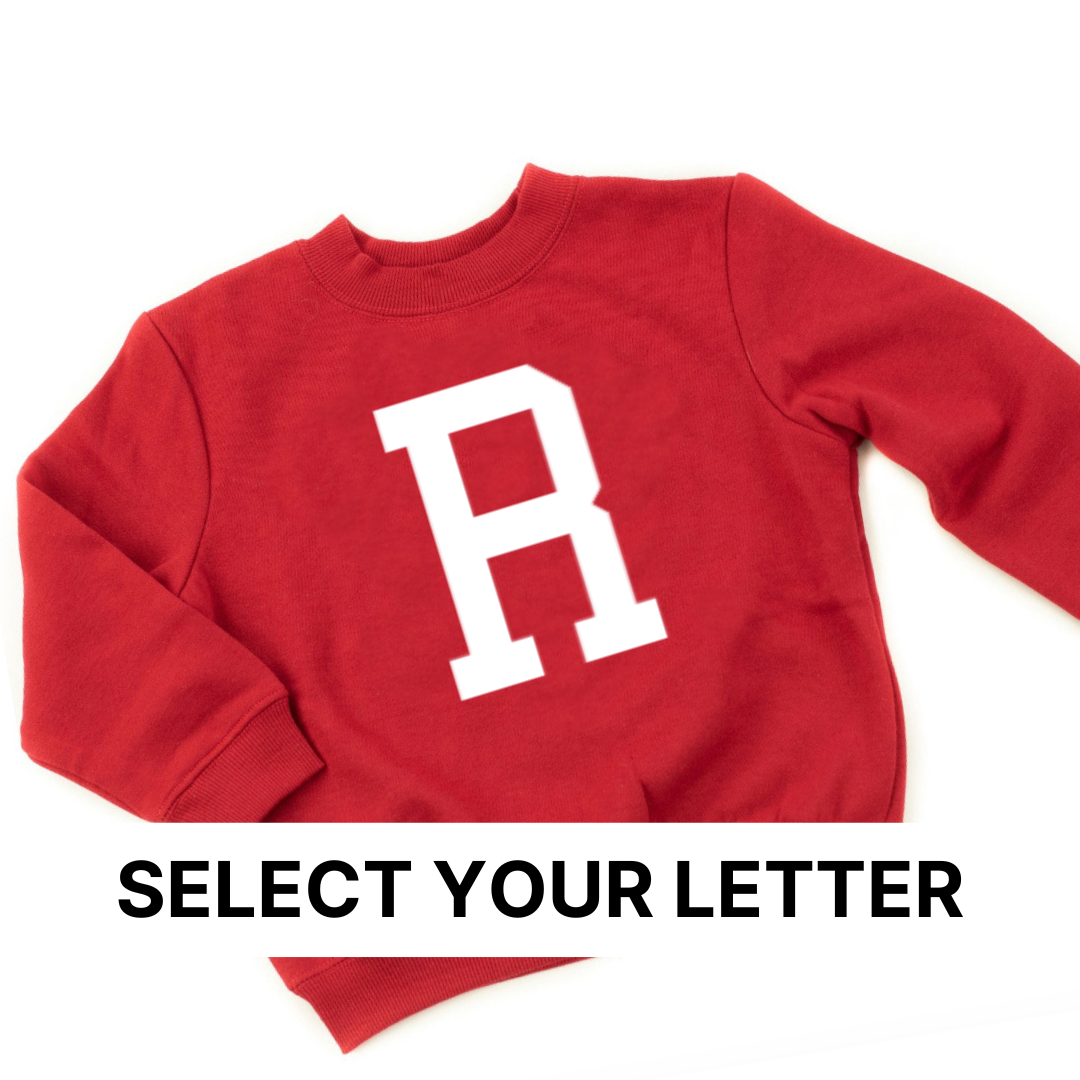 Varsity Letter (Select Your Letter) - Unisex Child Fleece Pullover