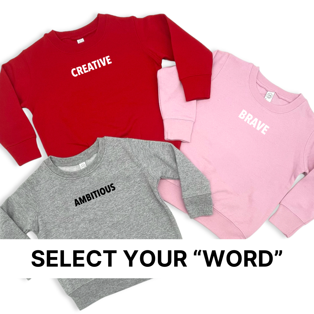 CUSTOM "WORD OF THE YEAR" KIDS FLEECE PULLOVER FROM BRANDED & LABELED