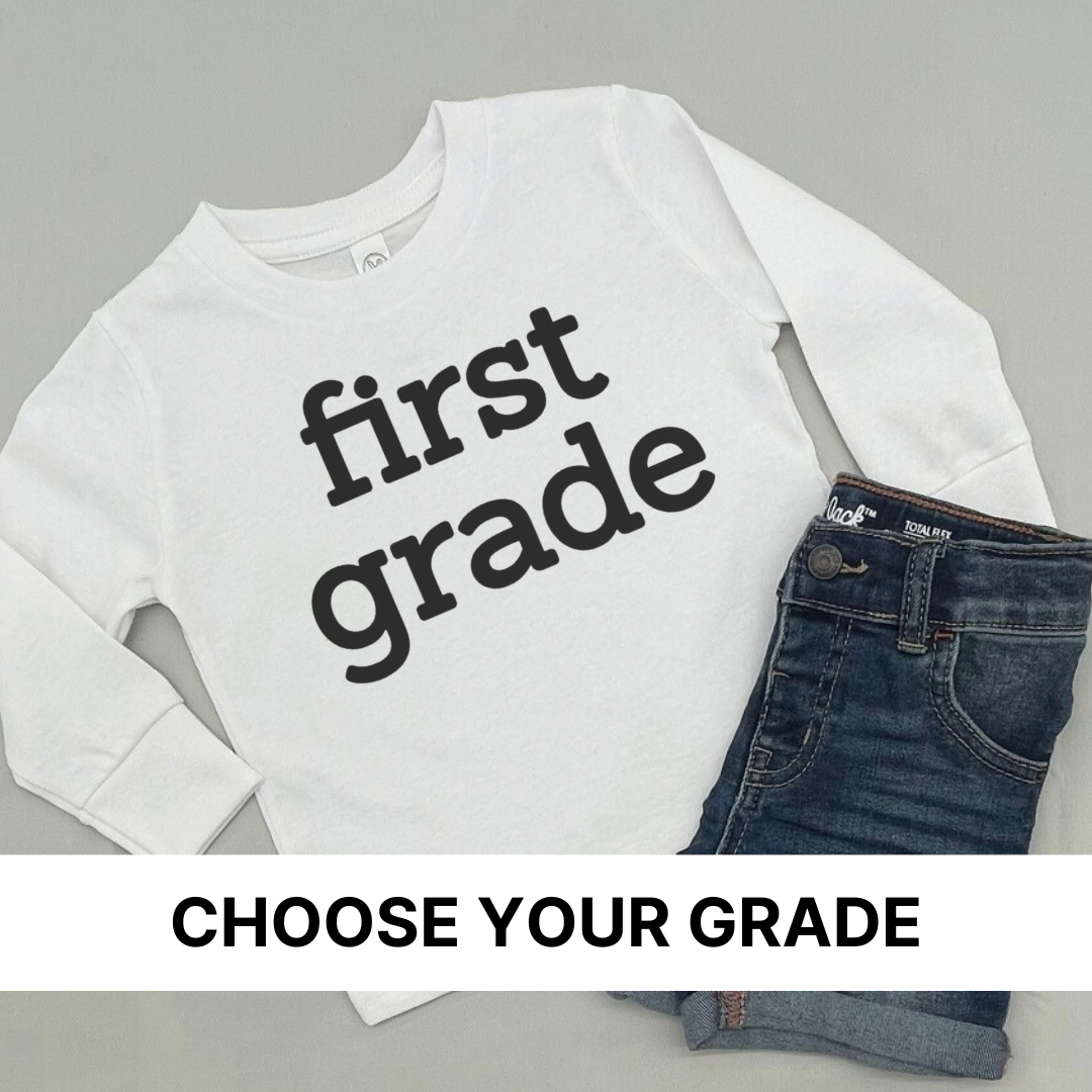 Long sleeve kids graphic "Grade" tee from Branded & Labeled