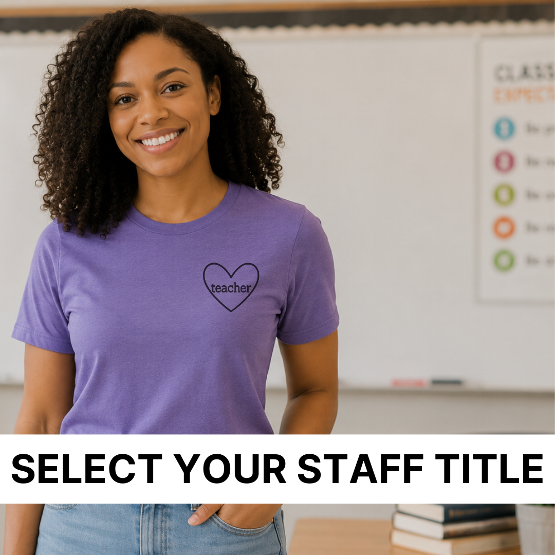 Woman wearing the school with heart design