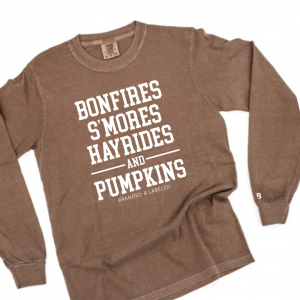 Bonfires S’mores Hayrides & Pumpkins – Long Sleeve Comfort Colors® Tee