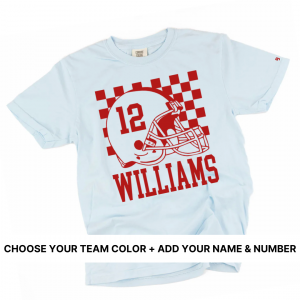 Custom: Game Day Helmet (Select Team Color + Add Your Name & Number) – Unisex Comfort Colors® Tee