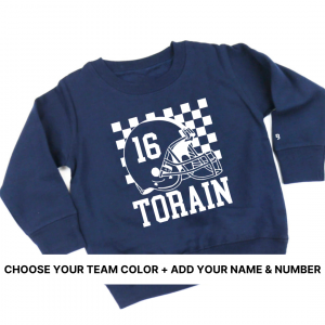 Custom: Game Day Helmet (Select Team Color + Add Your Name & Number) – Unisex Child Fleece Pullover