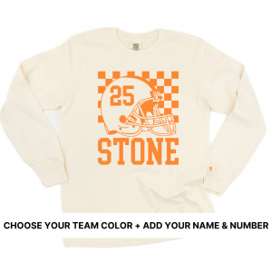 Custom: Game Day Helmet (Select Team Color + Add Your Name & Number) – Long Sleeve Comfort Colors® Tee