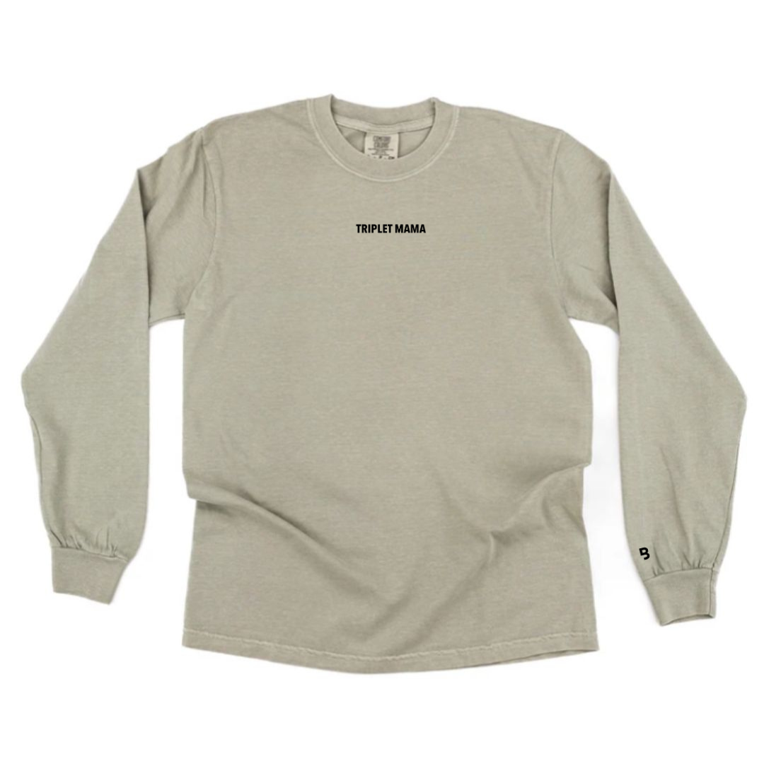 Triplet Mama (Small Caps) - Long Sleeve Comfort Colors® Tee