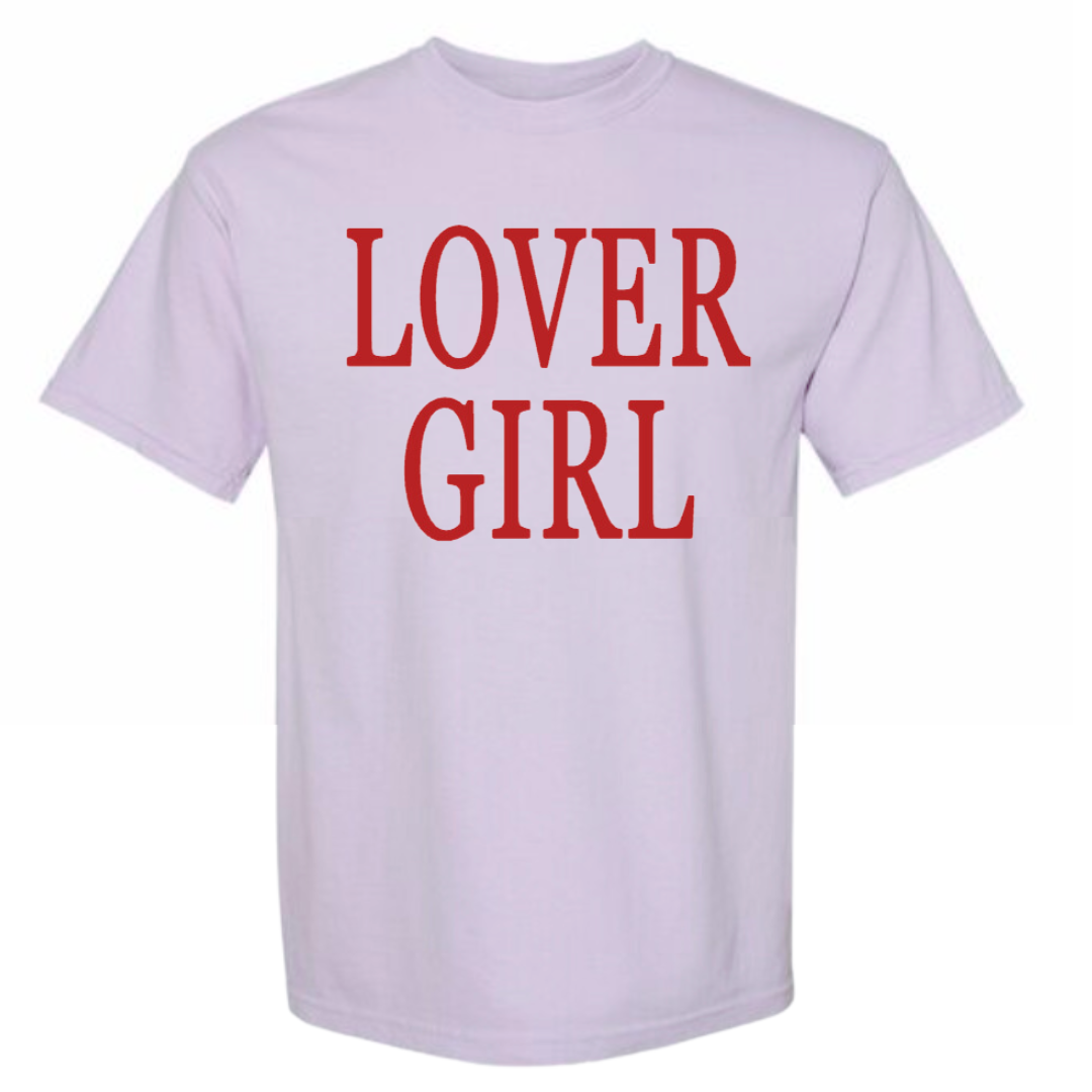 lavender colors premium short sleeve tee with Lover Girl graphic design