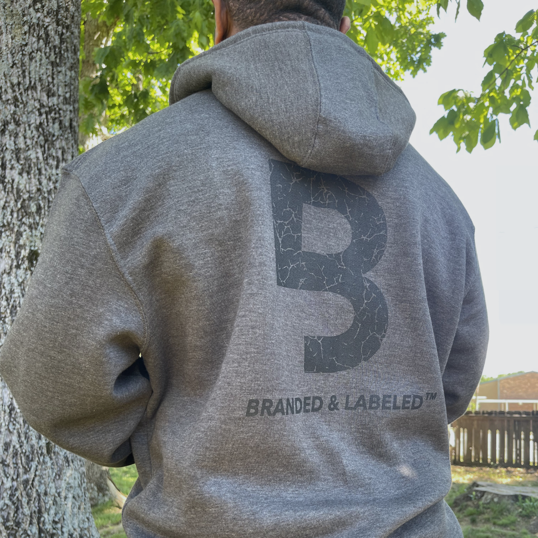 IRON GRAY FULL ZIP HOODED PULLOVER BY BRANDED & LABELED