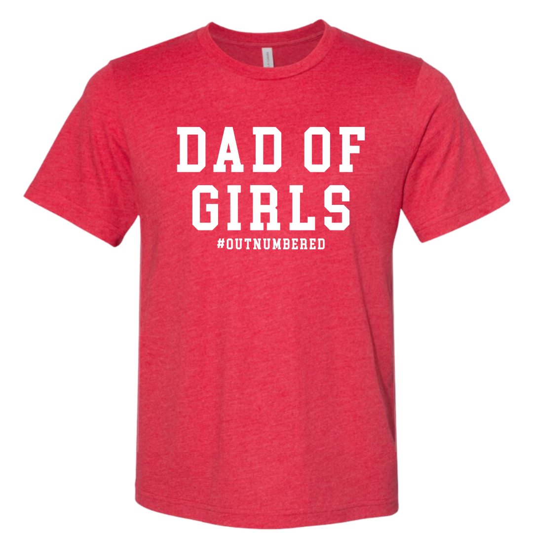 Outnumbered dad everyday tee with bold graphic text, soft unisex t-shirt for fathers of daughters