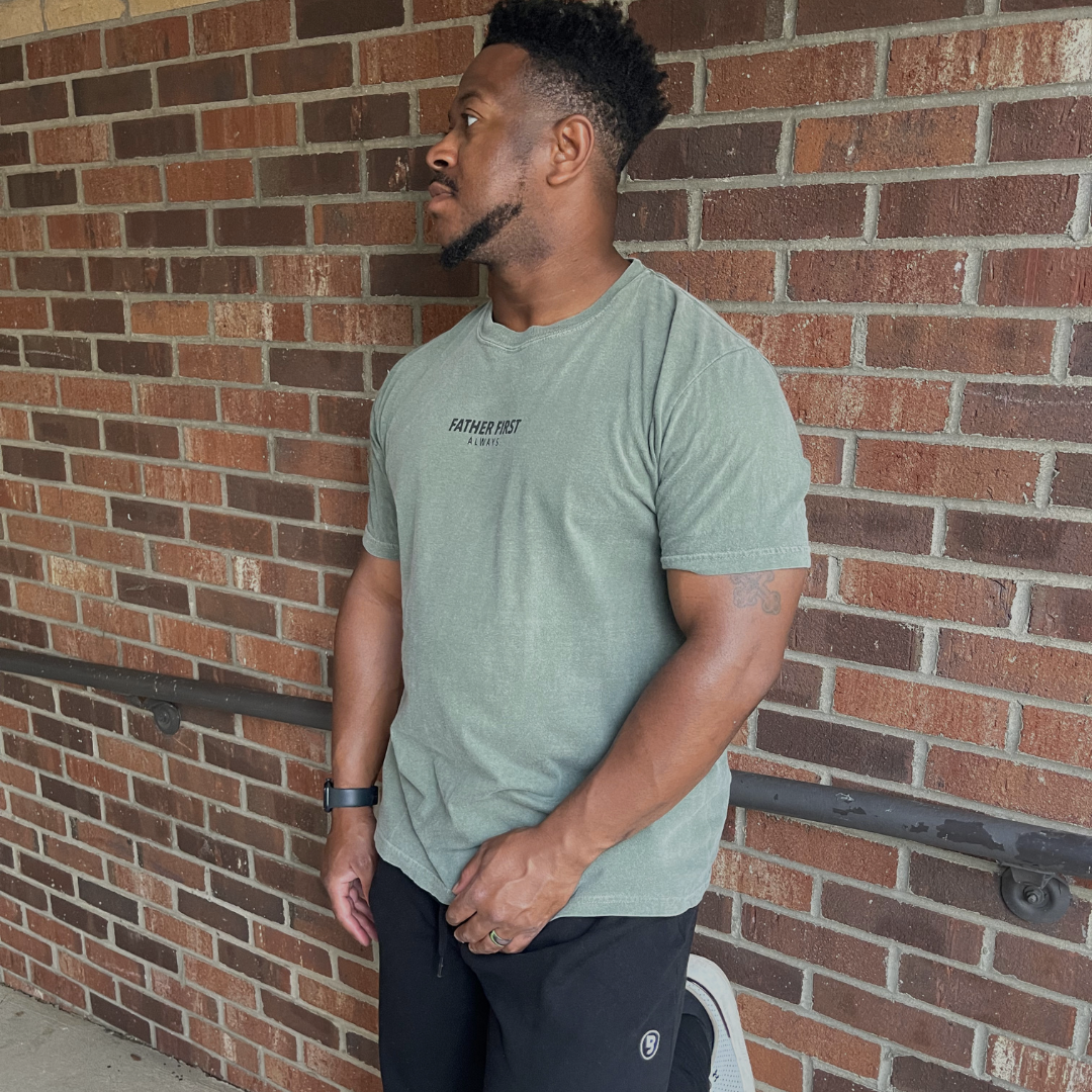 Father First, Always premium graphic tee with minimalist meaningful design from Branded & Labeled