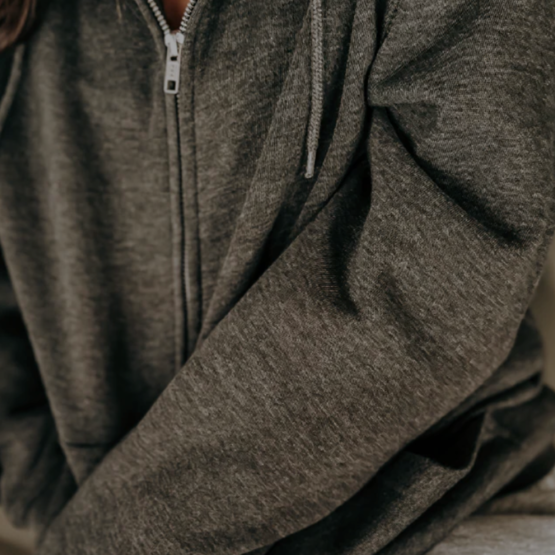 IRON GRAY FULL ZIP HOODED PULLOVER BY BRANDED & LABLELED