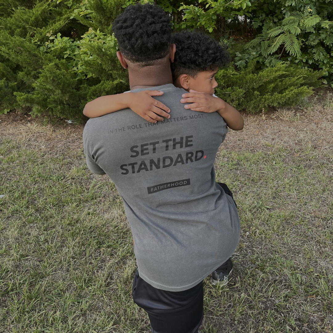 Vintage pepper black premium tee with Set The Standard back design from Branded & Labeled