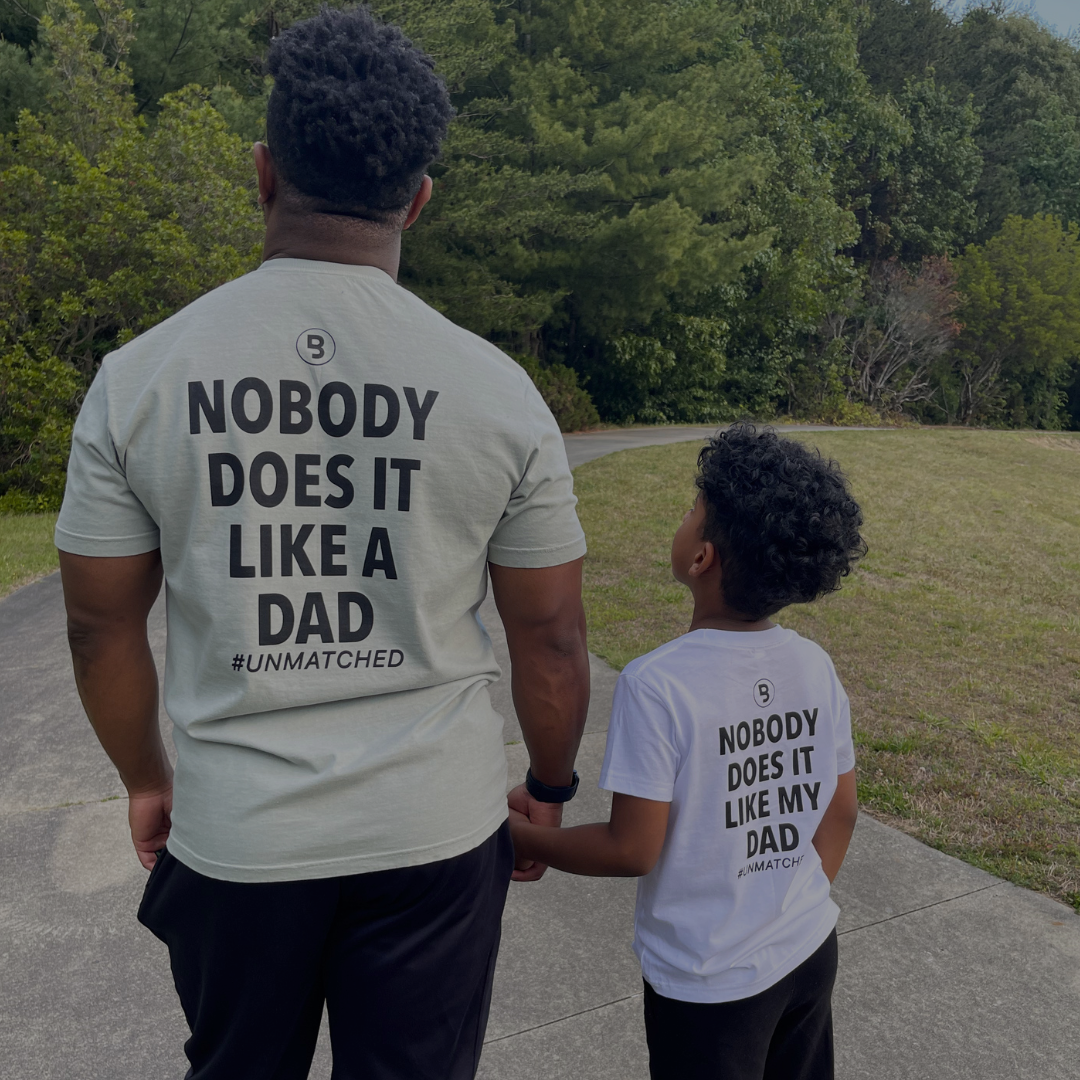 Nobody Does It Like A Dad graphic tee with Dad ESTD year detail