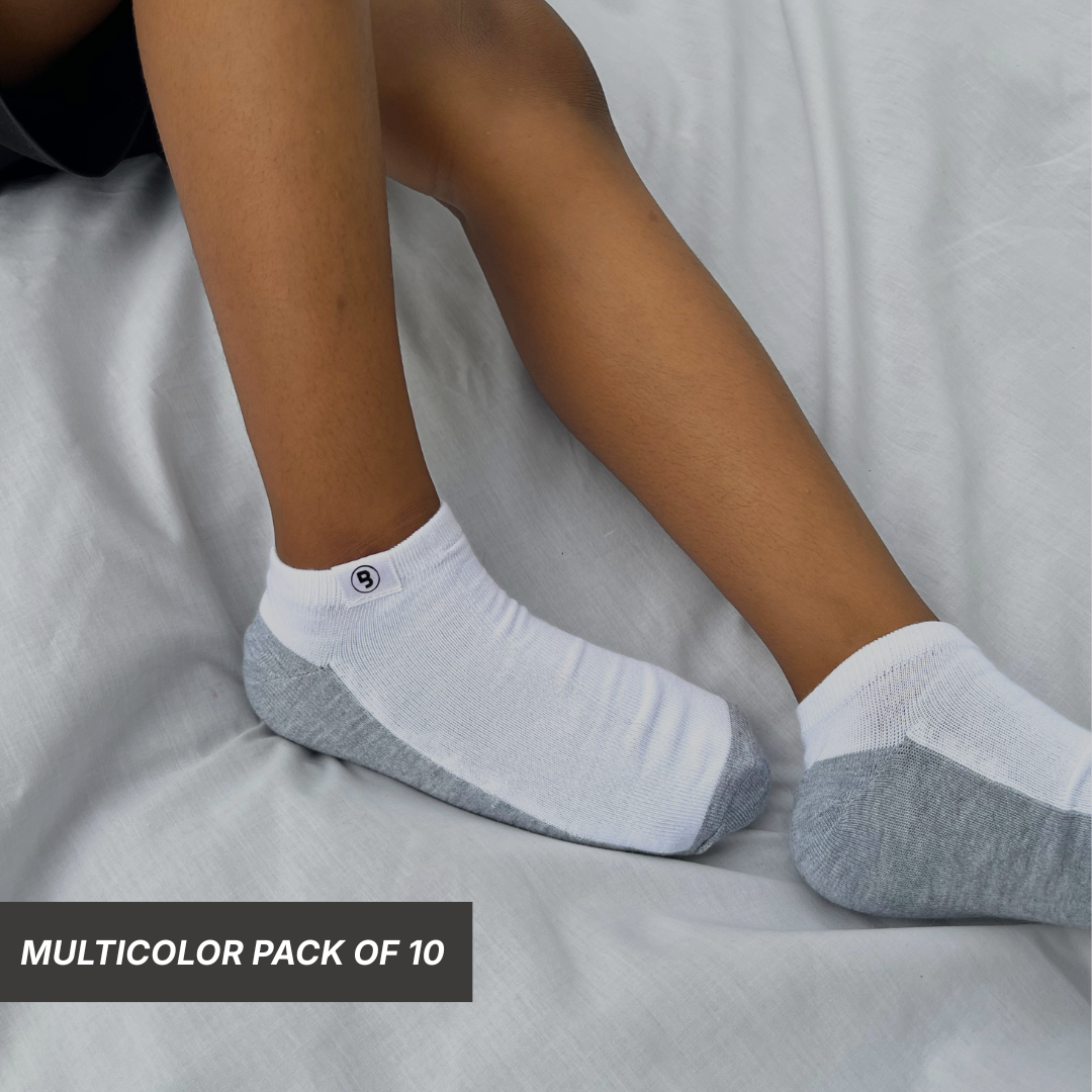Young boy wearing the Signature youth socks from Branded & Labeled